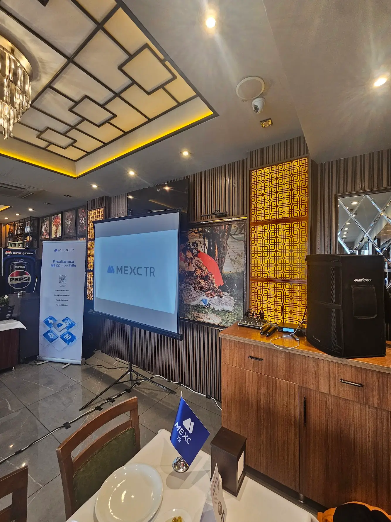 MEXC TR Kripto Para Borsası Firmasının 200 Kişilik İftar programı Ses sistemi ve Projeksiyon sistemi Kurulumu Kiralama Hizmeti
